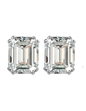 Broqueles rectangulares Yoiko de plata P 925 con acabado baño rodio zirconia