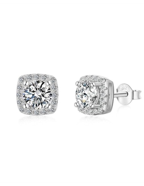 Broqueles cuadrados Yoiko de plata P 925 con acabado baño rodio zirconia