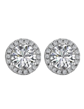 Broqueles redondos Yoiko Silvie de plata P 925 con acabado baño rodio zirconia
