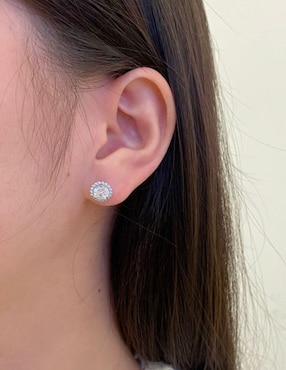 Broqueles redondos Yoiko Silvie de plata P 925 con acabado baño rodio zirconia