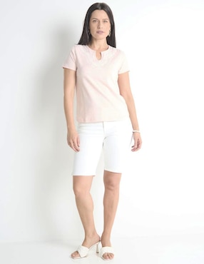 Playera manga corta Ferrioni Milka cuello redondo para mujer