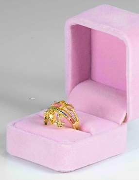 Anillo Yoiko Stellar zirconia con acabado baño de oro 14 k