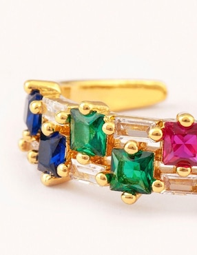 Anillo Yoiko Ximena zirconia con acabado baño de oro 14 k