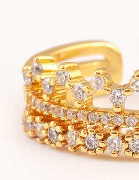 Anillo de corona Yoiko Crown zirconia con acabado baño de oro 14 k