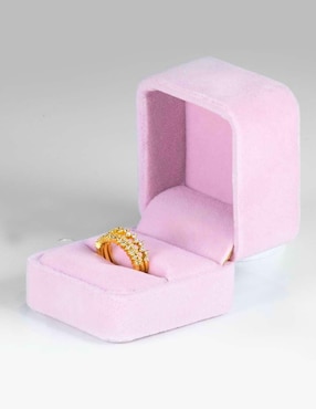 Anillo de corona Yoiko Crown zirconia con acabado baño de oro 14 k