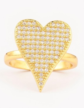 Anillo de corazón Yoiko Bom Bom zirconia con acabado baño de oro 14 k