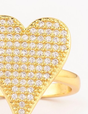 Anillo de corazón Yoiko Bom Bom zirconia con acabado baño de oro 14 k