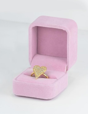 Anillo de corazón Yoiko Bom Bom zirconia con acabado baño de oro 14 k