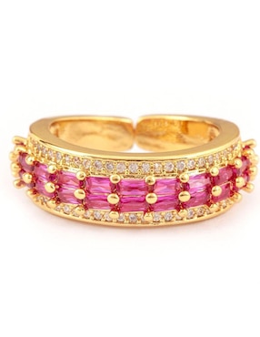 Anillo Yoiko Halo zirconia con acabado baño de oro 18 k