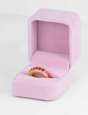 Anillo Yoiko Halo zirconia con acabado baño de oro 18 k