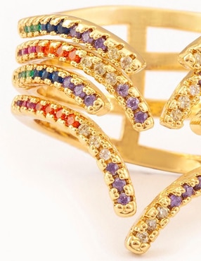 Anillo Yoiko Brisa zirconia con acabado baño de oro