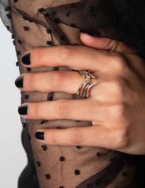 Anillo Yoiko Brisa zirconia con acabado baño de oro