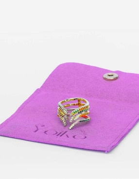 Anillo Yoiko Brisa zirconia con acabado baño de oro