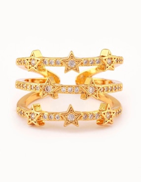 Anillo de estrella Yoiko Estelar zirconia con acabado baño de oro 18 k