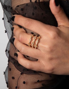 Anillo de estrella Yoiko Estelar zirconia con acabado baño de oro 18 k
