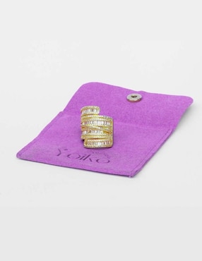 Anillo Yoiko Diva zirconia con acabado baño de oro 18 k