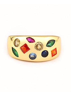 Anillo Yoiko Bravura Golden zirconia con acabado baño de oro