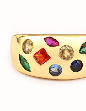 Anillo Yoiko Bravura Golden zirconia con acabado baño de oro