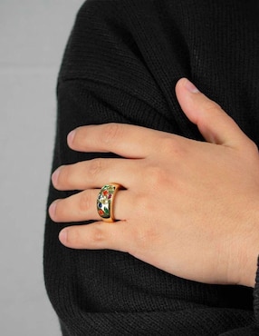 Anillo Yoiko Bravura Golden zirconia con acabado baño de oro