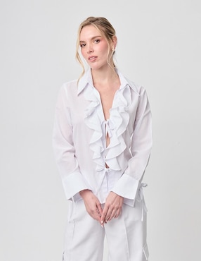 Blusa camisera Linea Pura manga larga para mujer
