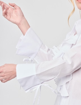 Blusa camisera Linea Pura manga larga para mujer