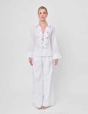 Blusa camisera Linea Pura manga larga para mujer