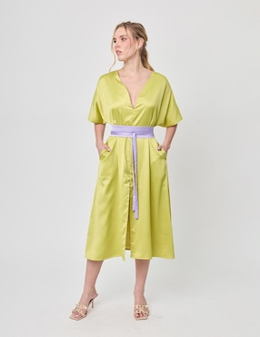Vestido midi formal Linea Pura Paixao para mujer