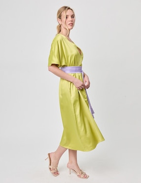 Vestido midi formal Linea Pura Paixao para mujer