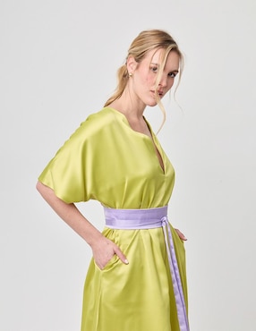 Vestido midi formal Linea Pura Paixao para mujer