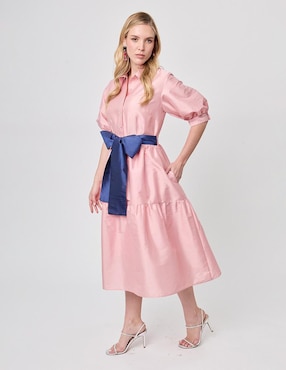 Vestido midi formal Linea Pura Paixao para mujer