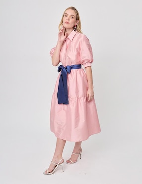 Vestido midi formal Linea Pura Paixao para mujer