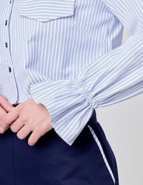 Blusa camisera Linea Pura manga larga para mujer
