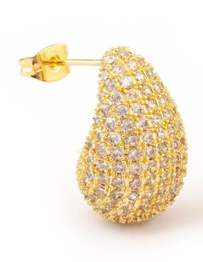 Broqueles de gota Yoiko Bruma Golden con acabado baño de oro zirconia