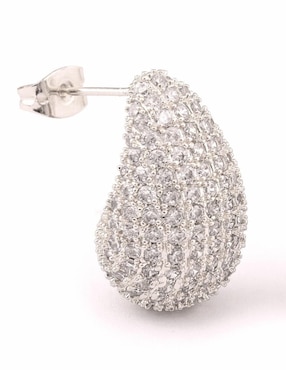 Broqueles de gota Yoiko Bruma con acabado baño rodio zirconia