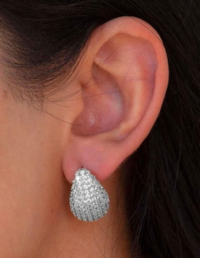 Broqueles de gota Yoiko Bruma con acabado baño rodio zirconia
