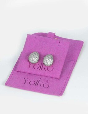 Broqueles de gota Yoiko Bruma con acabado baño rodio zirconia