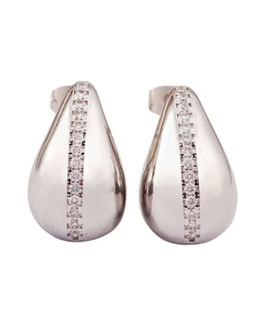 Broqueles de gota Yoiko Brisa con acabado baño rodio zirconia