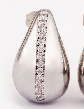 Broqueles de gota Yoiko Brisa con acabado baño rodio zirconia