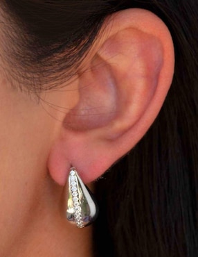 Broqueles de gota Yoiko Brisa con acabado baño rodio zirconia