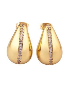 Broqueles de gota Yoiko Brisa Golden con acabado baño de oro zirconia