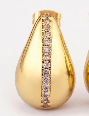 Broqueles de gota Yoiko Brisa Golden con acabado baño de oro zirconia