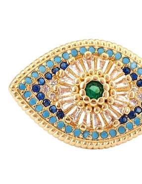 Broqueles de ojo Yoiko Celeste con acabado baño de oro zirconia
