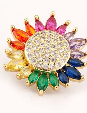Broqueles de flor Yoiko Solara con acabado baño de oro zirconia