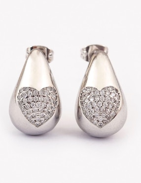 Broqueles de gota Yoiko Brillanza Corazón con acabado brillante zirconia