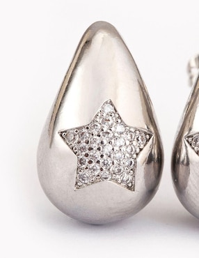 Broqueles de gota Yoiko Brillanza Estrella Silver con acabado brillante zirconia