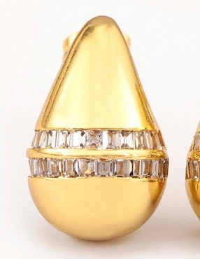 Broqueles de gota Yoiko Gem Duo Golden con acabado baño de oro zirconia