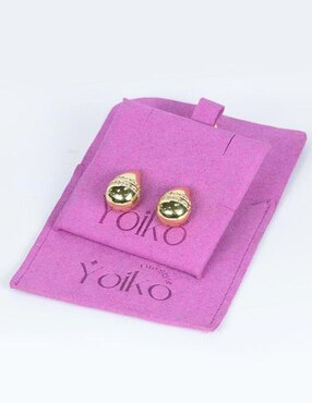 Broqueles de gota Yoiko Gem Duo Golden con acabado baño de oro zirconia