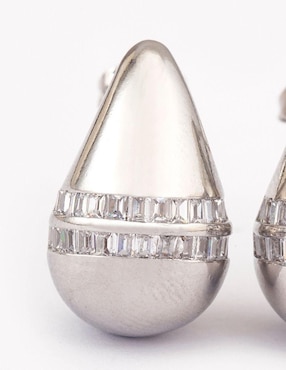 Broqueles de gota Yoiko Gem Duo con acabado baño rodio zirconia