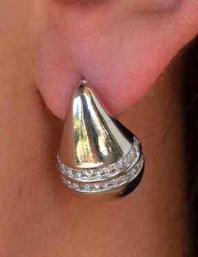Broqueles de gota Yoiko Gem Duo con acabado baño rodio zirconia