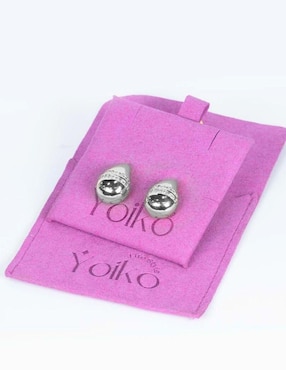Broqueles de gota Yoiko Gem Duo con acabado baño rodio zirconia